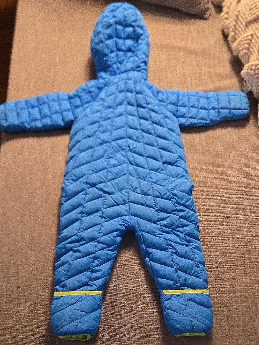 Snozu Blue One-Piece Quilted Snowsuit with Lime Trim